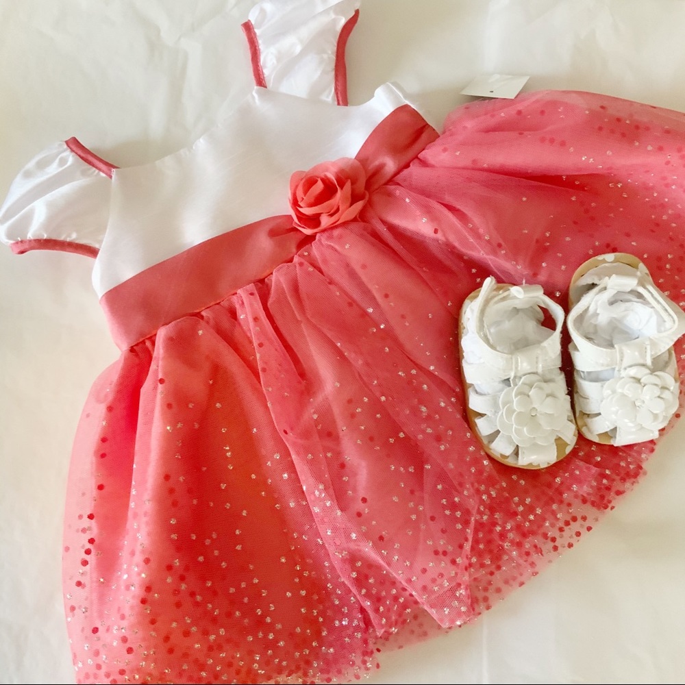 Girls Dress 3-6 M By George & Sandals